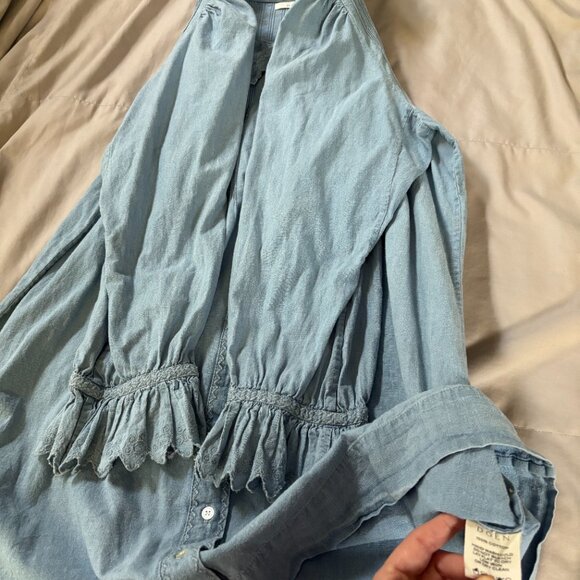 DOEN Wing Mini Dress in Parisian Chambray Blue - Picture 12 of 16